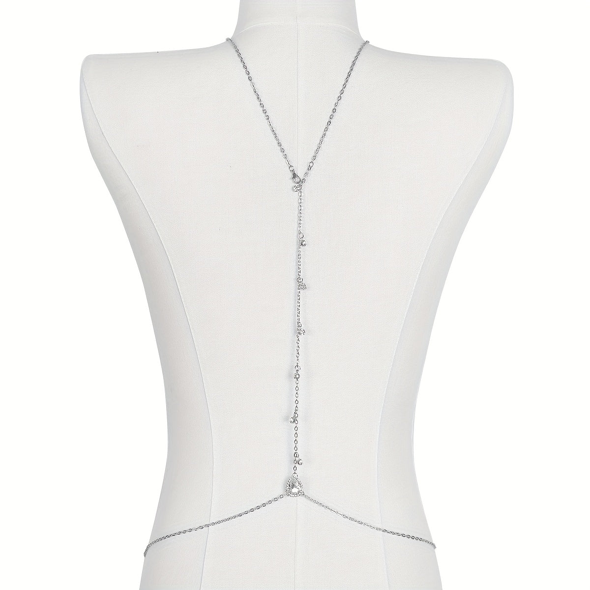 1pc Elegant & Sexy Rhinestone Backless Chain Necklace - Perfect for Beach Parties, Dinners & Evening Gowns, All-Season Daily Occasion Jewelry, Beach Party Jewelry | Elegant Necklace | Rhinestone Chain, Necklace